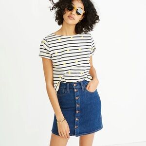 Madewell Stretch Denim Straight Mini Skirt in Arroyo Wash: Button-Front Edition